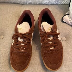 Asics Chestnut Suede Sneakers with Cream Accents